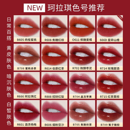 Color Key珂拉琪唇釉唇泥口红丝绒哑光镜面学生不易沾杯防汗 【漆光款】R702 微醺枣泥