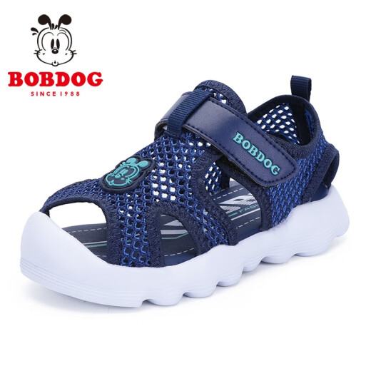 Babu Dou children's shoes for boys, baby sandals, toe caps for girls 1-3-6 years old, new summer soft-soled children's shoes, children's sandals, dark sapphire blue (according to size, inner length = foot length + 0.5cm, don't be too big) 23 inner length 14.3/suitable for foot length 13.8