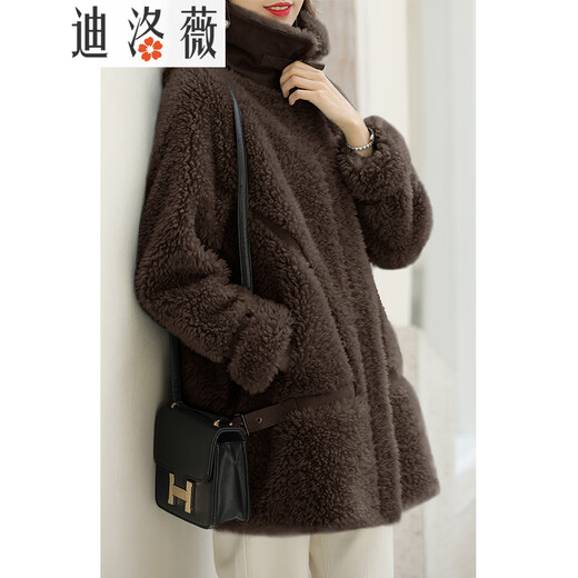 
Dilovie Parke women's clothing 100% wool pellet sheep shear coat overcoat women's mid-length winter new Korean version Forest Green S (90-115Jin [Jin equals 0.5 kg])