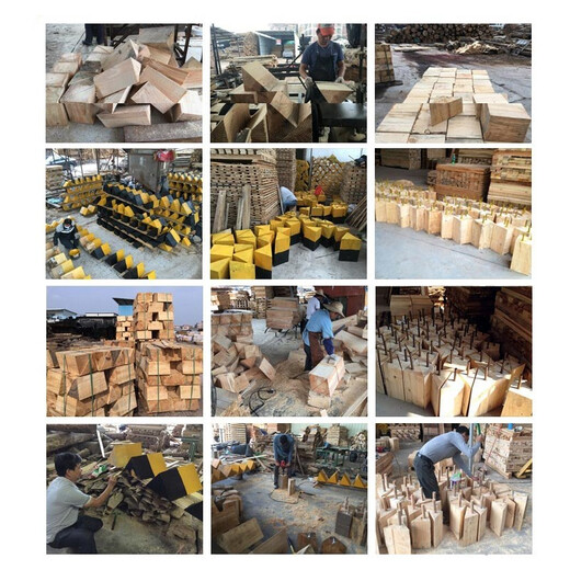 Car triangular wood solid wood anti-skid stopper tire positioner parking wood large truck triangular wood pad wood car stopper 25*25*15cm (for medium and large trucks)