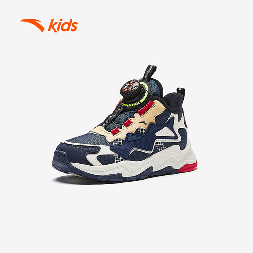 Anta Children's Cotton Shoes Boys 2024 Winter Plus Velvet Botón cálido Button Snow Anti-Slip informal Dos botas de algodón azul/cielo azul/blanco 9902H-3 28