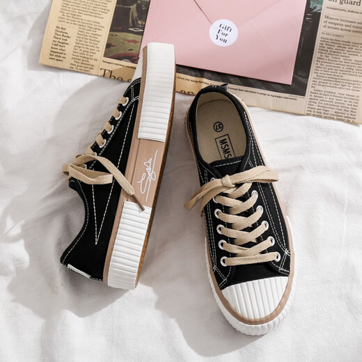 
Tehaochuan 2025 summer breathable new men's board shoes Korean version versatile student canvas shoes men's casual Harajuku niche trendy shoes S223 men's black 40