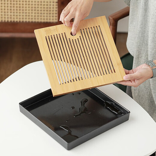 SUSHI CERAMICS Kung Fu tea set solid wood handle side handle teapot Japanese bamboo surface water storage tea tray high-end gift box J0400