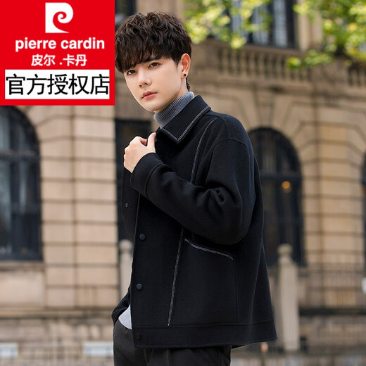 Pierre Cardin Light Business Double face en laine en laine pour hommes Veste pour hommes Automne et Hiver Tweed Coat Short épais veste haut de gamme Vêtements pour hommes Black XL (135-150jin [Jin est égal à environ 0,5 kg]))