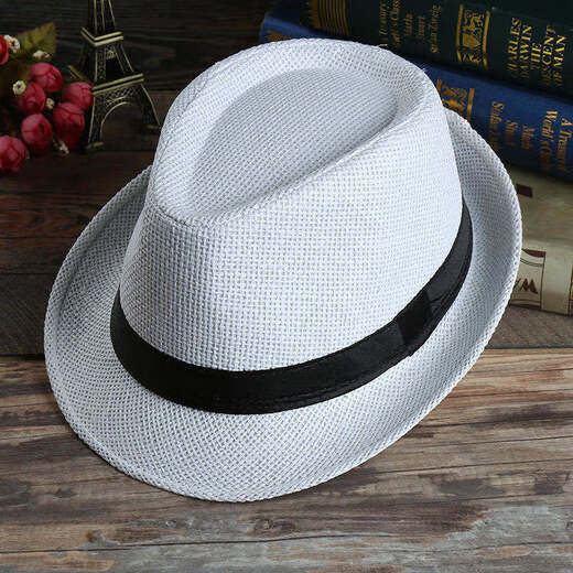 Shaking Qian top hat gentleman hat men summer men summer sun hat straw hat couple straw woven jazz hat Korean hat khaki adult 58cm