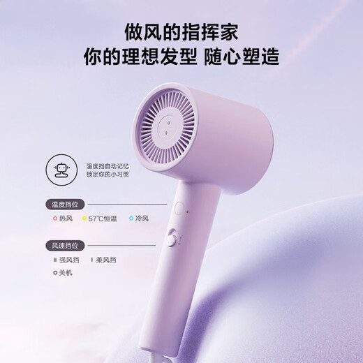 Mijia Xiaomi Negative Ion Hair Dryer H301 Quick-drying Hair Dryer Negative Ion Hair Care Circulating Nourishing Air Volume Gentle Hair Dryer Mijia Negative Ion Hair Dryer H301 Mist Purple
