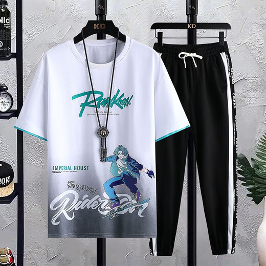 Gegusen (Gegusen) Teenager kurzärmeligte T-Shirt Boy 12-15 Jahre alte Junior- und Senior High School-Schüler Pure Cotton Clothes Big Children Handsome Sports-Anzug Trend 683 Blau (Single Short-Ärmer) 3xl (140-165jin [Jin gleich etwa 0,5 kg]))