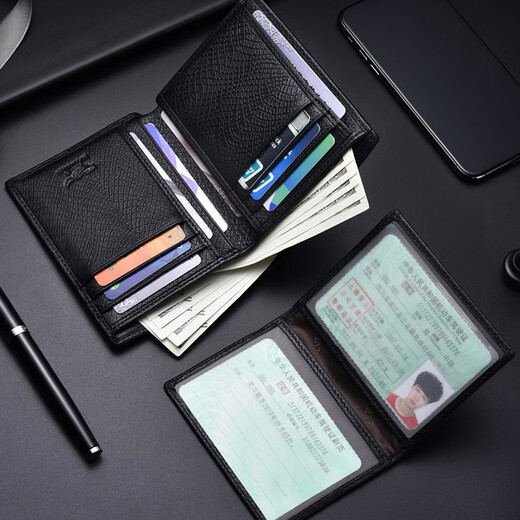 Sieben Wölfe Herren Brieftasche Echtes Leder Horizontal und vertikaler Brieftasche Kurzpuppe Reine Top-Schicht Cowide Ticket Clip Weiche Leder-Lizenz-Lizenzbeutel Zwei-in-Eins-Vertikale