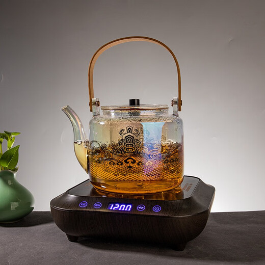 Rongshantang glass tea kettle kettle electric ceramic stove stove tea making set health pot tea making set Kung Fu tea set tea kettle bamboo handle radiant glass steaming tea set-Haihai Jiangya