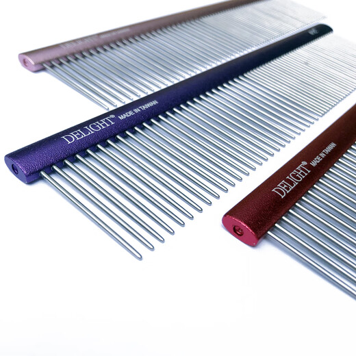 DELIGHT Pet Comb Cat and Dog Comb Ragdoll Cat Knotting Comb Teddy Bichon Dog Combing Artifact Pulling Comb DL103 Aluminum Handle Comb 19cm-Red