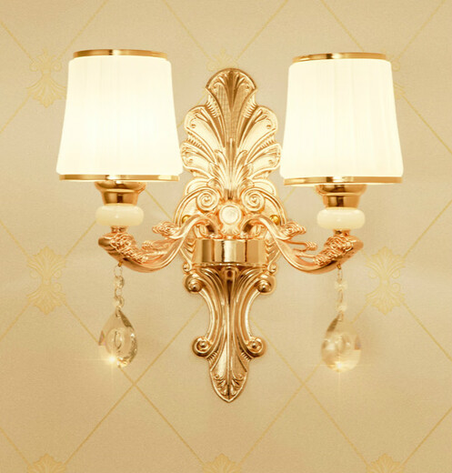 Film and television wall lamp LED European style bedroom bedside lamp living room background decorative wall lamp atmospheric KTV hotel crystal wall lamp X718 double head