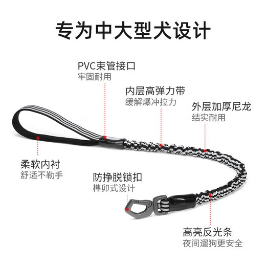 DOGNESS dog leash, dog leash, telescopic, explosion-proof, medium and large dog border collie, Labrador golden retriever, black L