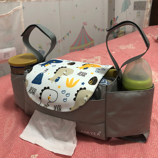
AOKYEA baby stroller hanging bag baby stroller general storage bag baby walking artifact accessories hook hanging bag storage bag storage bag little dinosaur upgraded model with tissue mouth