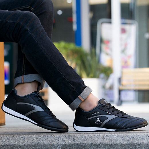 Naike Paul high luxury men's shoes breathable casual shoes men's running sports shoes men's travel shoes wear-resistant shoes men's non-slip shoes men's black A695 single layer 38