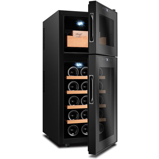 CIGARLOONG 18C cigar cabinet temperature controlled and moisturizing electronic cigar cabinet cigar box double door double temperature double control energy saving silent cigar red wine dual-use cabinet upper cigar and lower red wine dual temperature zone + cedar wood shelf