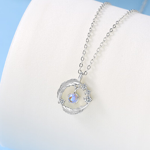 Warme Farben Pure Silver Necklace for Women Light Luxury Simple Feather Design Clavicle Chain Pendant for Women Practical Birthday Gift for Wife Glazed Stone Feather Necklace