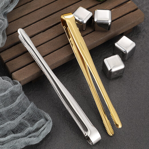 Molosun Japanese style 304 stainless steel barbecue tongs golden barbecue tongs extended food tongs steak tongs BBQ buffet food tongs bare body barbecue tongs medium size 24cm - silver