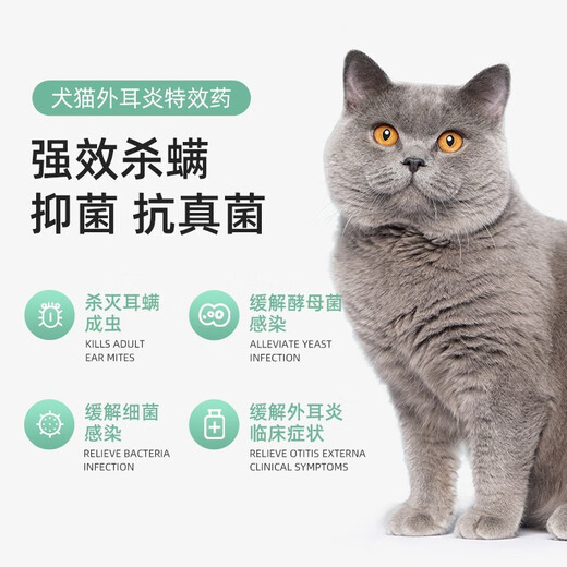Weilong French Ear Skin Cat, cat ear mite ear bleaching medicine, dog ear removal mites, otitis, anti-inflammatory cleaning ointment, Weilong Ear Skin Civet 10g + ear clearing 120ml