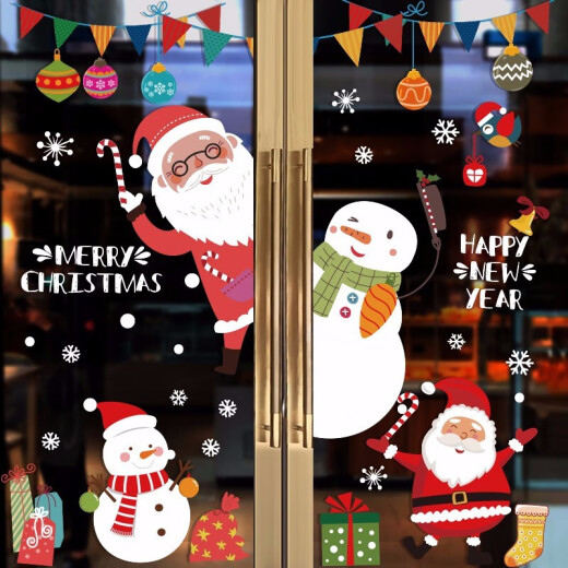 Christmas decoration stickers, wall stickers, glass stickers, Santa Claus window stickers, store scene layout, glass door stickers, creative snowman stickers A, white heartbeat (picture effect needs to be purchased in type B) large size