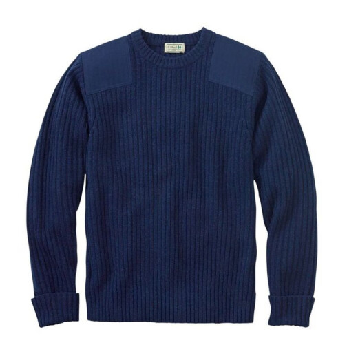 L.L.BeanL.L.Bean/宾恩男毛衣圆领针织套头 保暖秋冬肘部肩部贴片TA228194 橄榄绿 M 美码偏大 107-112厘米