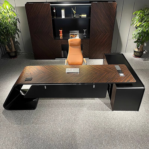 Kong Qiu Mingge boss desk desk simple modern high-end fashion executive desk manager desk office atmosphere single president desk 2.0 meters boss desk (with side cabinet)