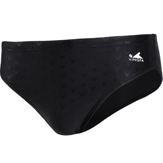 YINGFA swimming trunks men's professional triangle competition training swimming trunks imitation shark skin scale pattern adult and children's competition swimming trunks black S (waist 51-56 cm)