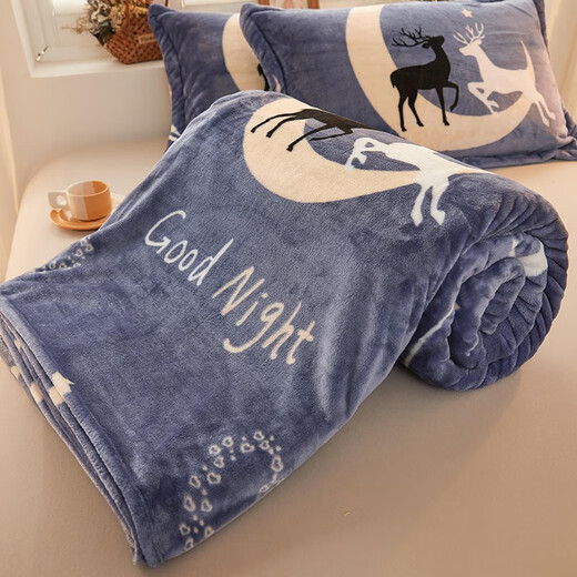 Yalu winter nap blanket thickened blanket single home air conditioning blanket office cover blanket bed sheet student lunch blanket starry sky deer BZ [dual use of bedding] 150x200cm single blanket