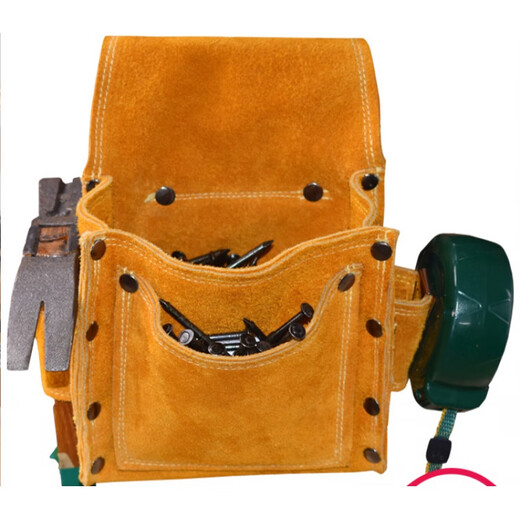 Sailotou Nail Pocket Construction Carpentry Nail Bag Wear-resistant Belt-type Waist Bag Nail Bag Multifunctional Waist Pocket Worker Yellow Upgraded Double Pocket Enlarged Nail Pocket