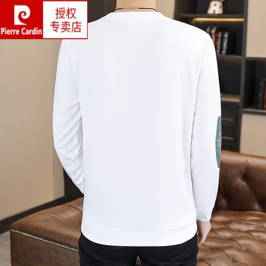 皮尔卡丹（pierre cardin）男士卫衣春夏季薄款上衣宽松大码长袖T恤春季白色打底衫衣服 9905春秋薄款 白色 2XL建议140-155斤