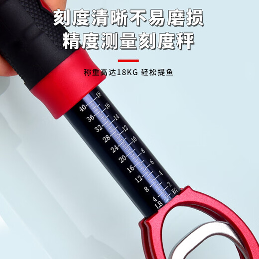 化龙路亚控鱼器带称大物夹鱼钳子多功能锁鱼夹子秤重一体装备夹鱼神器 常规带秤款控鱼器 红色