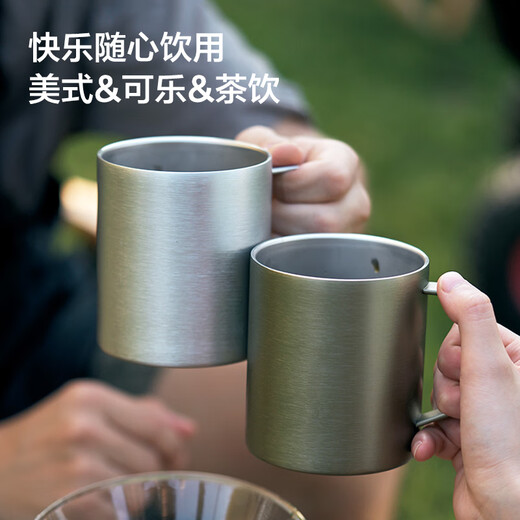 Made in Tokyo, stainless steel double-layer insulated desktop mug 420mL outdoor camping water cup 304 coffee cup silver gray