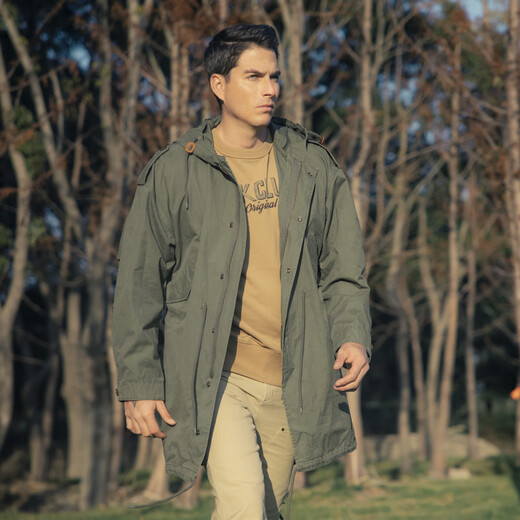 Akclubak Men's Spring New Style Light New Retro Retro Trendy Loose M-51 Parker Casual Hooded Windbreaker Men 2306700 Military Green M