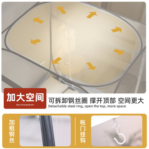 Cottonfaith yurt mosquito net household 1.2 meters 1.5 beds without installation bedroom anti-fall infants and children sitting bed folding mosquito net cool house gray-full bottom single door 0.9m bed-width 0.9*long 1.9*height 1m