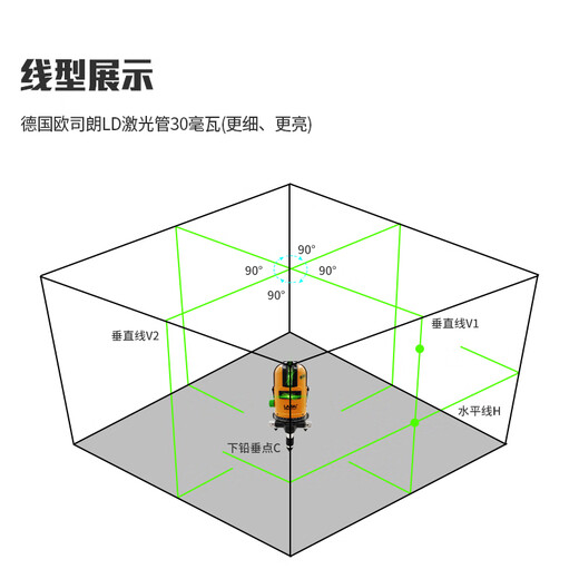 莱赛激光水平仪室内2线红外线5线水平仪6860器绿光户外高精度671强光细线 649五线+1.6米脚架+电池