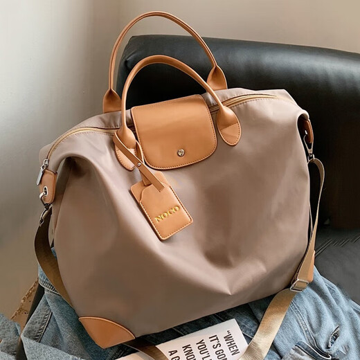 茉詺旅行收纳包防水牛津布健身包出差短途行李包单肩斜跨大容量运动包 健身旅行包【卡其】