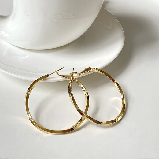 Idel Hong Kong Style Earrings Fashion Earrings Korean Temperament Internet Celebrity Circle Personality Simple Cold Style Women 2025 Fashion Earrings Golden Korean Style E0016