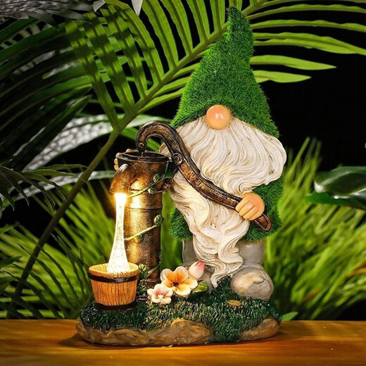 Shiyan solar garden light outdoor garden decoration ornaments cute dwarf elves light balcony terrace landscape light flocking - lantern welcome elves
