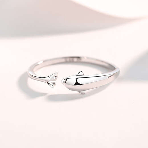 Misu platinum ring for women, PT950 platinum dolphin tail ring, live and adjustable, birthday gift for girlfriend, small size 2.0-2.2g + free engraving