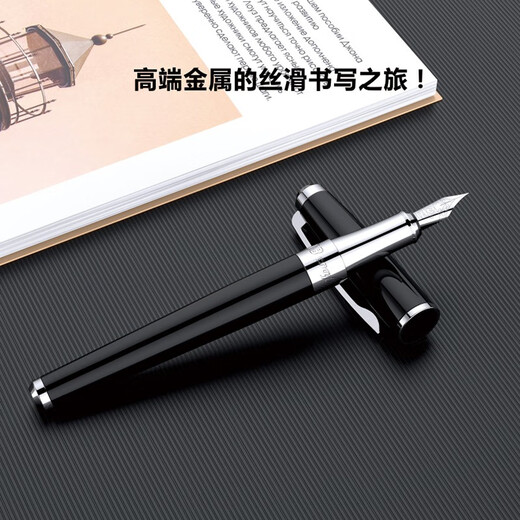 德柏高端钢笔德国进口总成【教师节礼物】免费刻字礼盒套装成人男女士书法练字領導送礼 银色深黑 0.5F尖【中等粗细】墨水礼盒