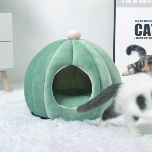 Yuanxiao Cat House Dog House Four Seasons Pet House Warm and Comfortable in Winter Fully Enclosed Cat House Removable Mat Non-stick Prickly Pear Cactus M Size (42*42*43)