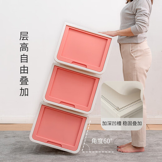 爱丽思（IRIS）收纳箱塑料大号前开式翻盖收纳盒儿童玩具衣物整理箱侧开储物箱丝 【28L】白色（3个装）