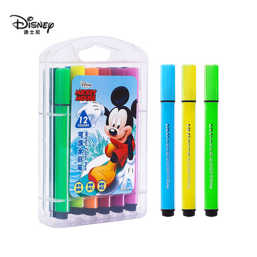 Disney 12-Farben Dreieck Stange Aquarell Stift Kinderwaschbar dicke Pole leicht zu halten Pinselstudentische Malerei Schreibwarenspielzeug Mickey-Serie DM20655-2m