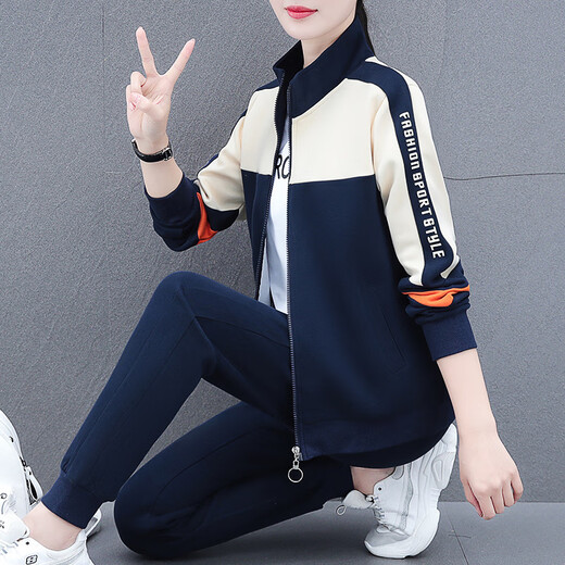Yu Zhaolin Sportswear Set Women's Spring and Autumn 2025 New Loose Women's Casual Fashion Cardigan Long Sleeve Sweater Three-piece Coffee (THF9930 Three-piece Set) M (Suggested 80-95Jin [Jin equals 0.5 kg])