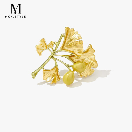 Mck ginkgo leaf brooch high-end women's corsage luxury suit pin accessories Chinese Valentine's Day gift