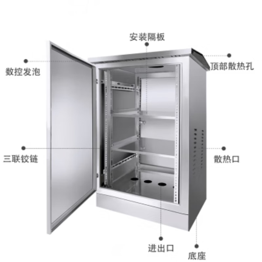 Shantou Lincun outdoor stainless steel network cabinet floor-standing outdoor waterproof monitoring equipment weak current cabinet power amplifier 201 stainless steel original color 80x60x60cm