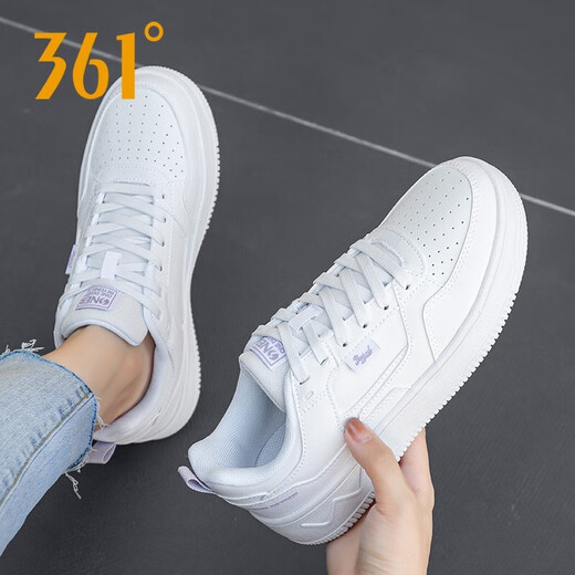 361 Frauenschuhe, Leder, wasserresistente dicke Sohle, 2025 neue Luftwaffe Nr. 1 Schuhe Sport und Freizeitschuhe 361 Grad Weiß/Aginal Purple-6623 36