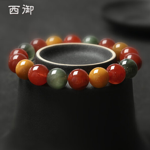 
Xiyu natural colorful rabbit hair crystal bracelet for women and men, Fulu and longevity yellow green red rabbit hair, full hair color hair crystal bracelet for fine grade colorful rabbit hair 7mm (number 14053) (