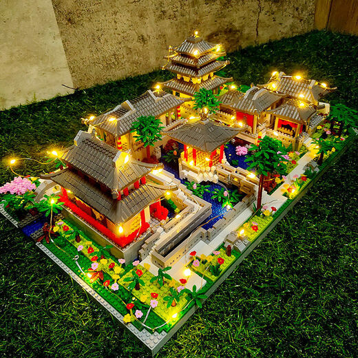Zhiai Falcon Building Blocks Chinesischer Stil Bauergebäude Erwachsener Mikrokorn-Baugruppen Building Block Spielzeug Ornamente Modell Potala Palace 3884 Partikel + Licht + Werkzeuge