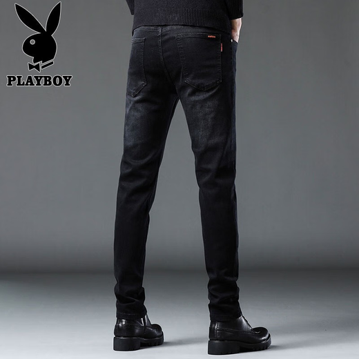 Playboy (playboy) Black Jeans Men's Summer New Trendy Casual Korean Style Slim Feet pantalons Stretch Business Pantals Black X-1157HH1048 30