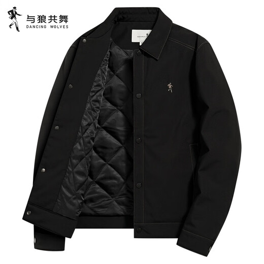 Dances with Wolves Topstitch Design Jacket Men's Fashion Casual Commuting Lapel Light Business Jacket 001 Black 180